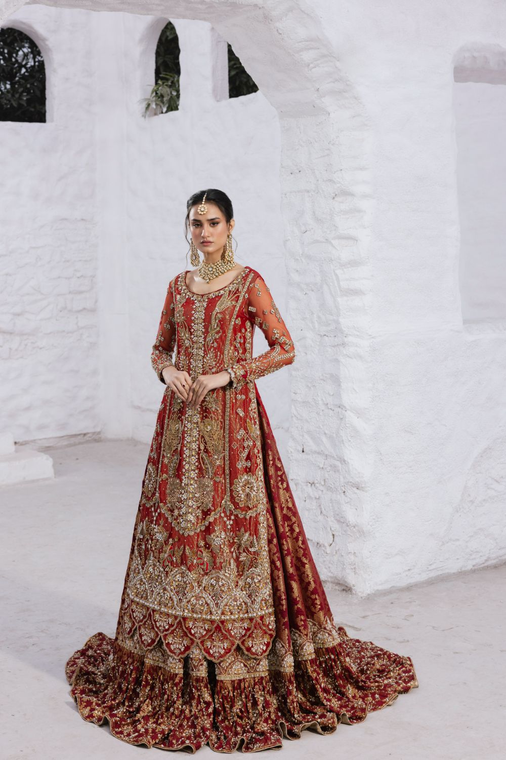 Red Bridal Farshi Sharara