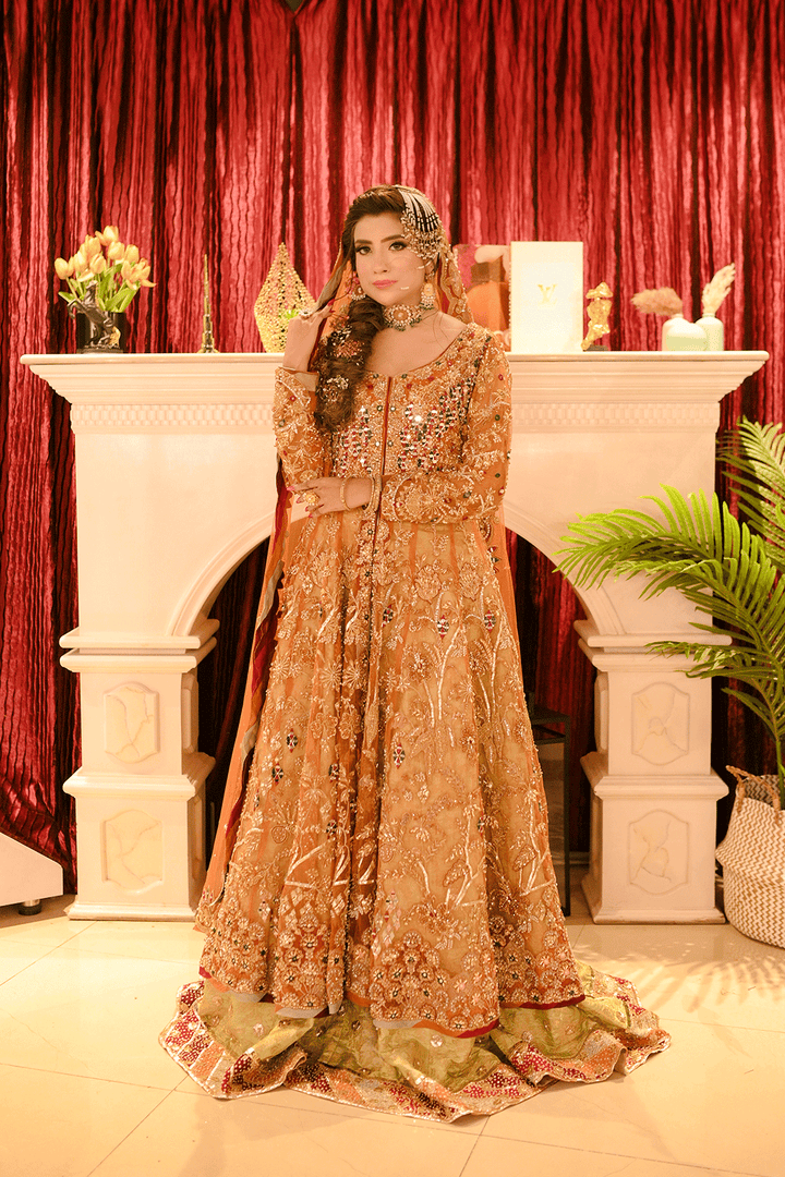 RANG MEHAL SBBO-1 Orange Mehndi Bridal - Sillhouete