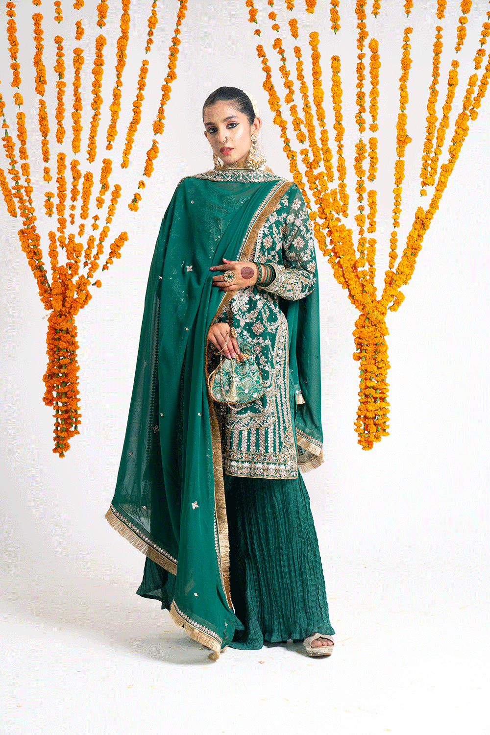 green mehndi dresses