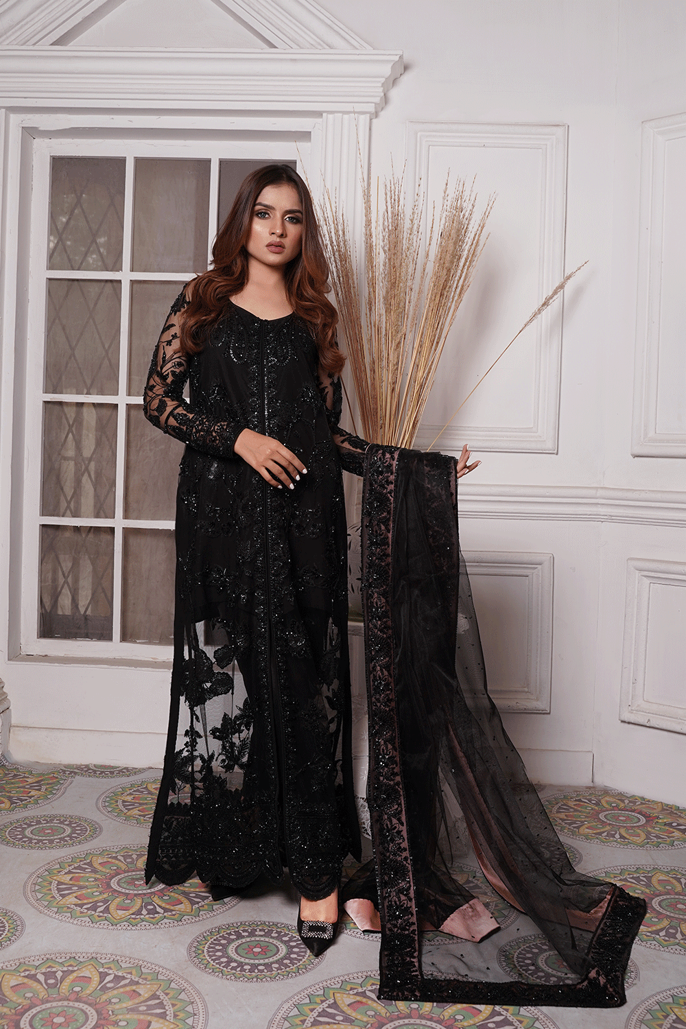 BLACK AATISH GOWN SHBLK-1 Zarqaa Collection - Sillhouete