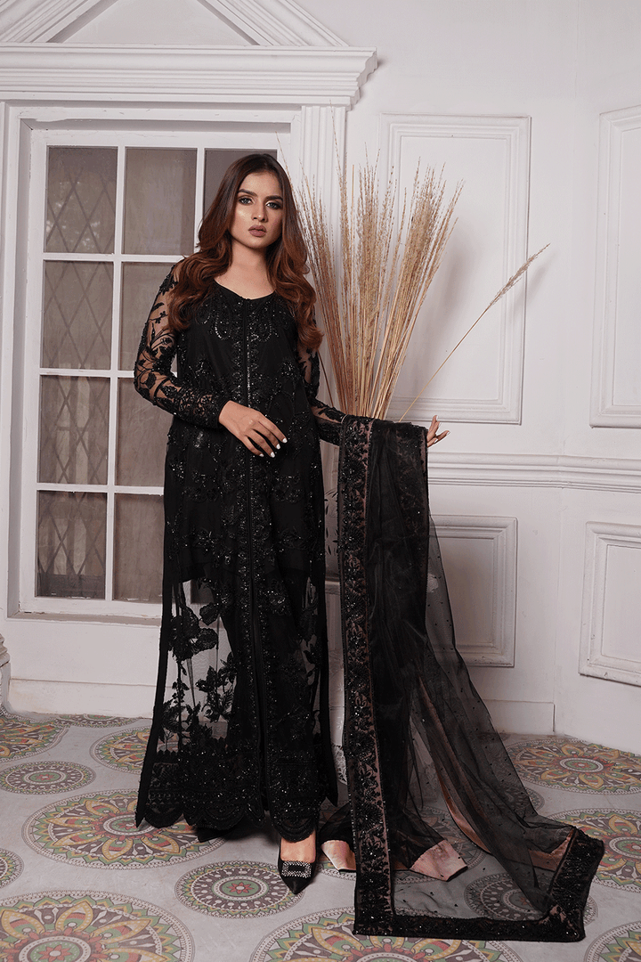 BLACK AATISH GOWN SHBLK-1 Zarqaa Collection - Sillhouete
