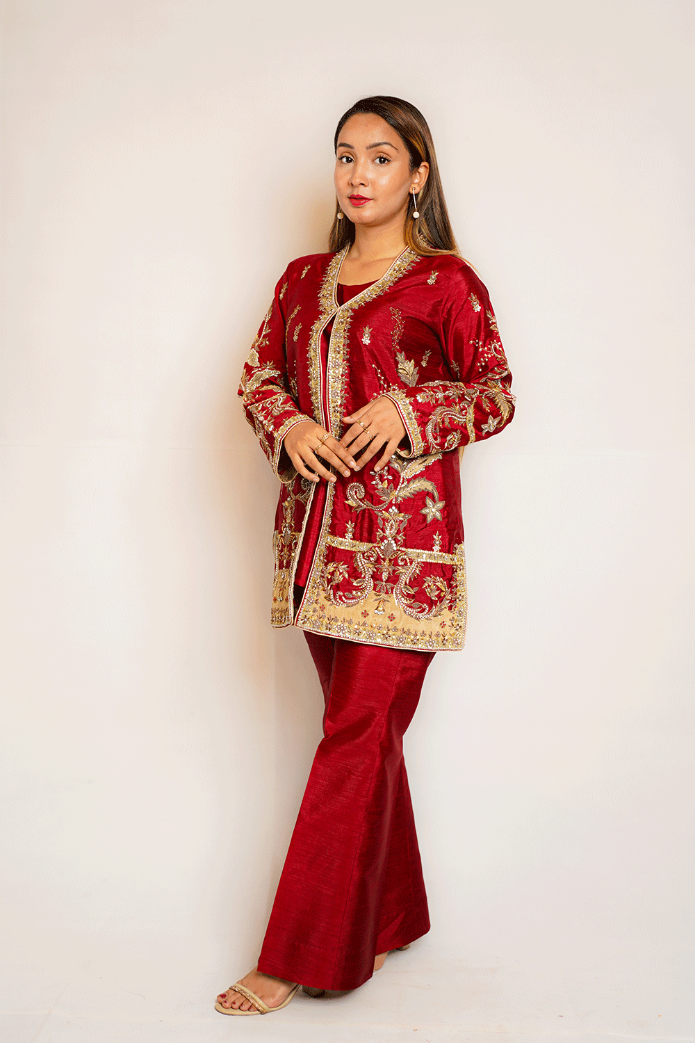 JACKET 2 SJ-4 Maroon Jacket Dress - Sillhouete