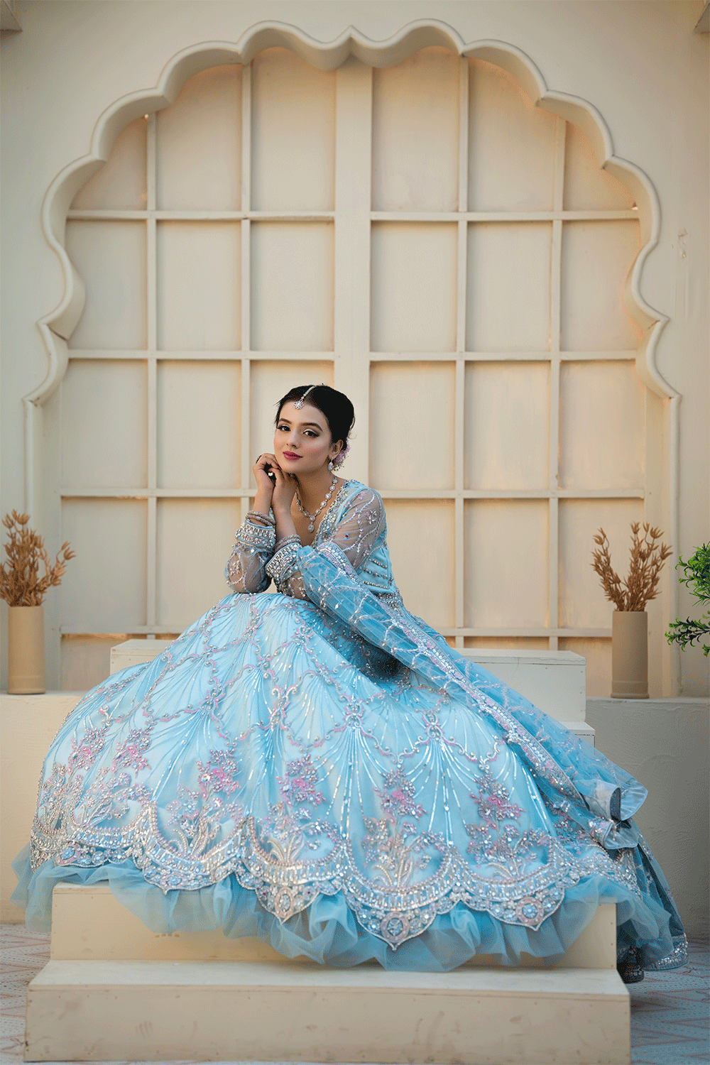 MEHFIL S-5 Rang-e-Bahaar Collection Blue Dress - Sillhouete
