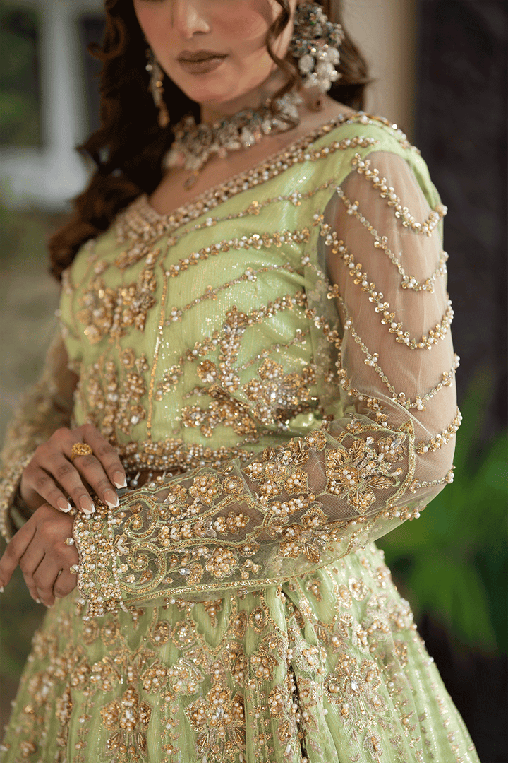 pista green net lehnga