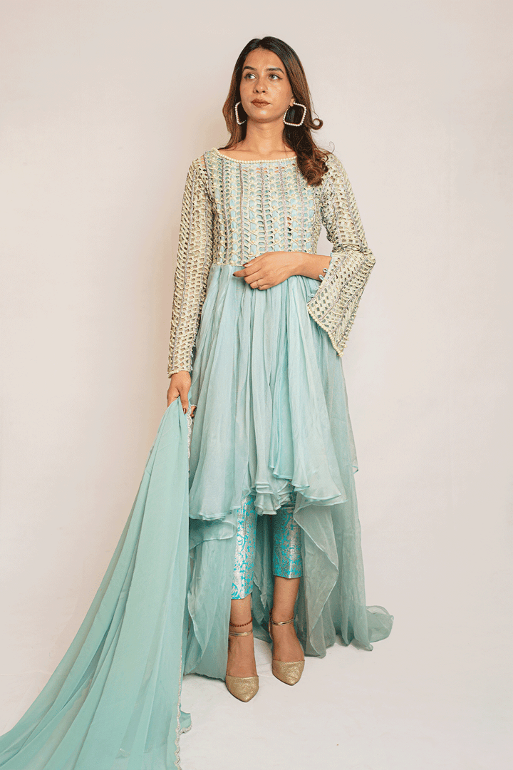 SUHAANI SFAQ-1 Ice Blue Dress - Sillhouete