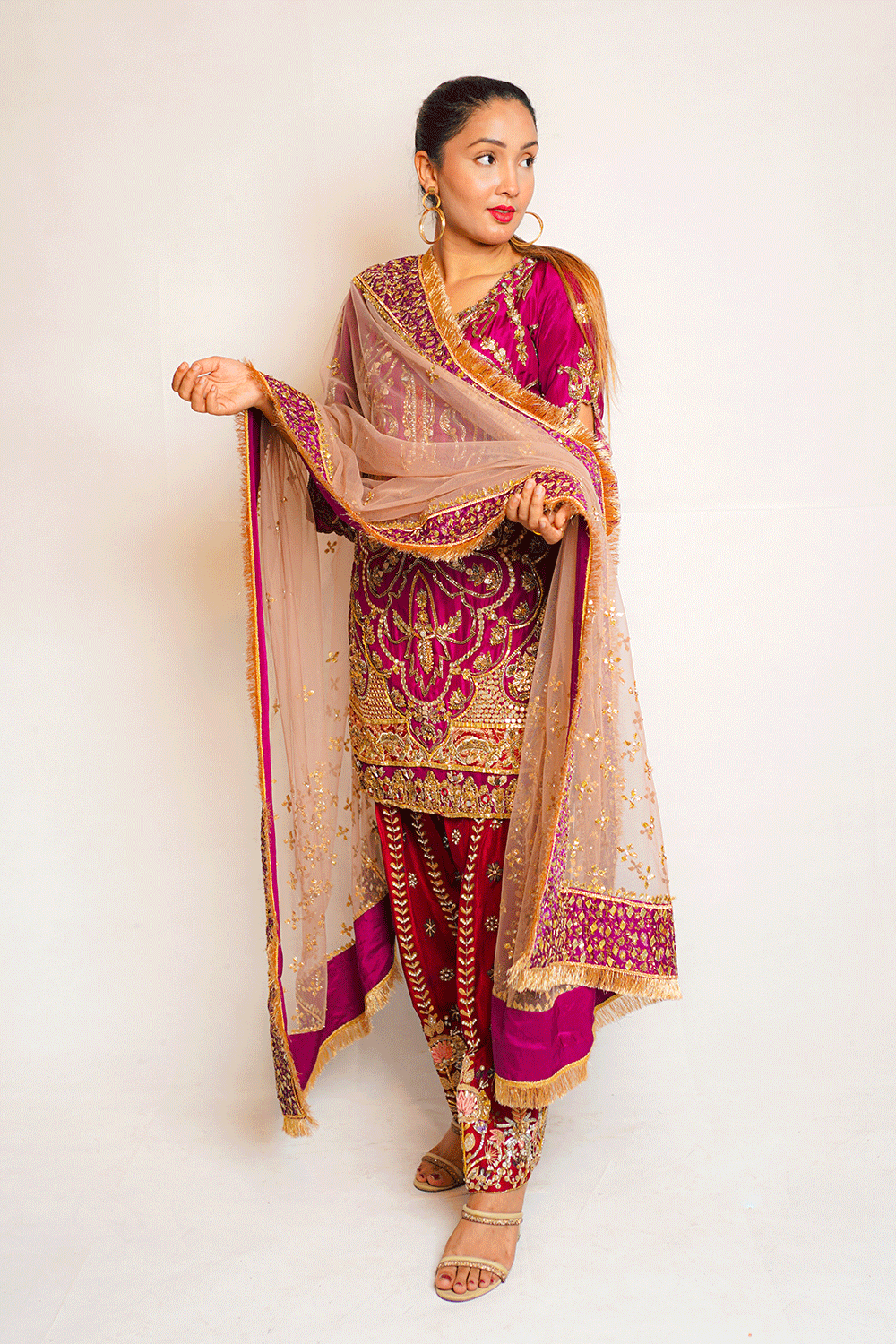 JAMUN SHMV-1 Mauve Red Dress - Sillhouete