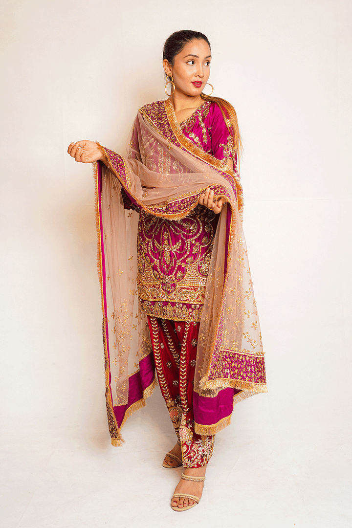 JAMUN SHMV-1 Mauve Red Dress - Sillhouete