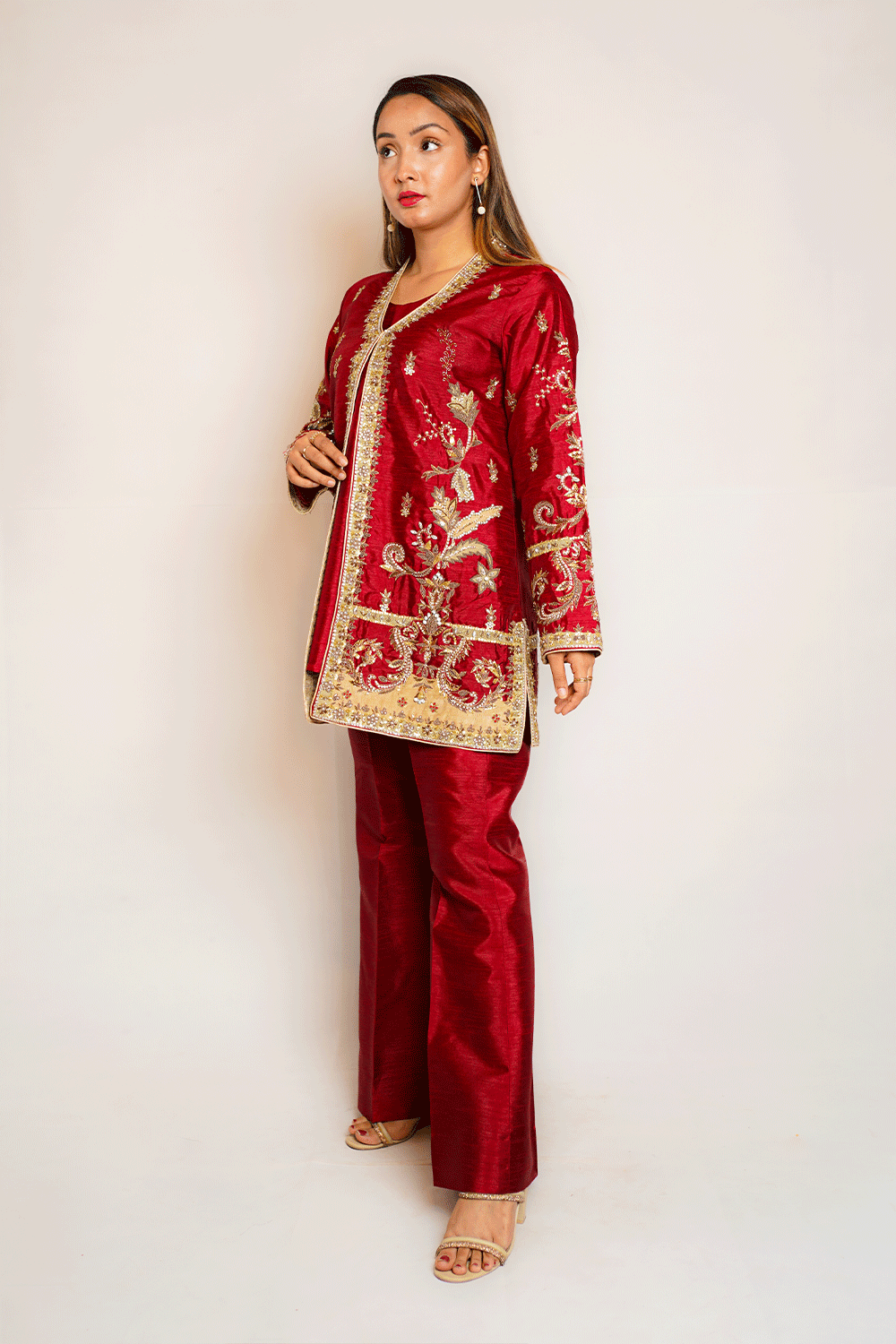 JACKET 2 SJ-4 Maroon Jacket Dress - Sillhouete