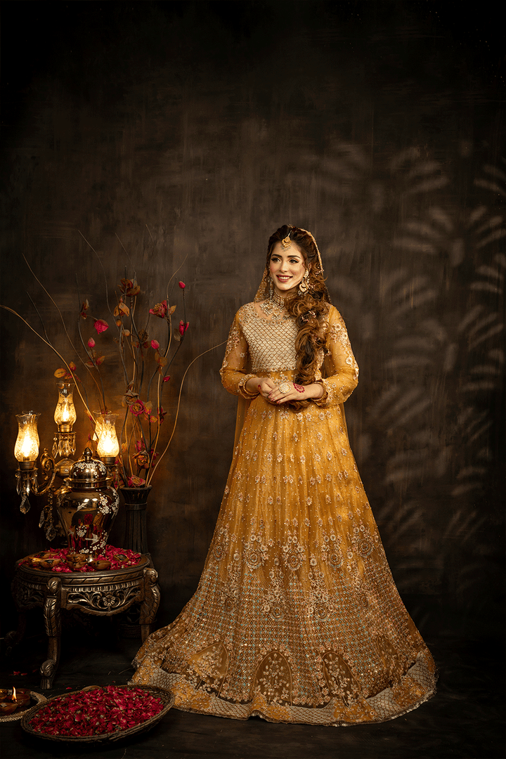 DAMNI SBY-1 Yellow Lehnga Choli Mehndi Bridal - Sillhouete