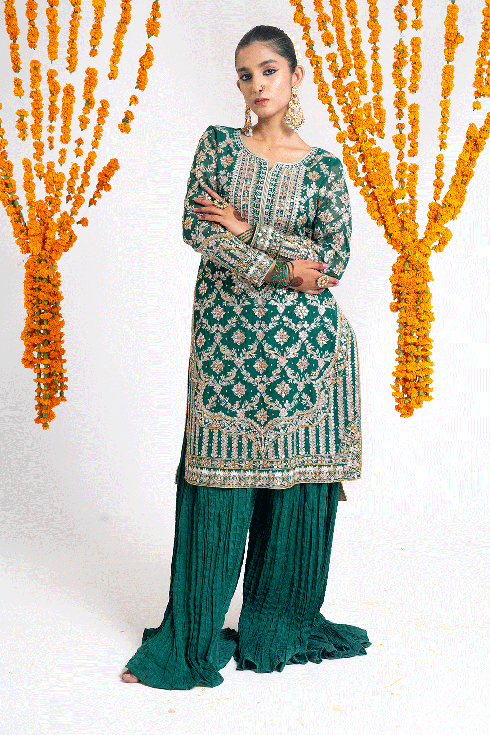 green pakistani mehndi dresses