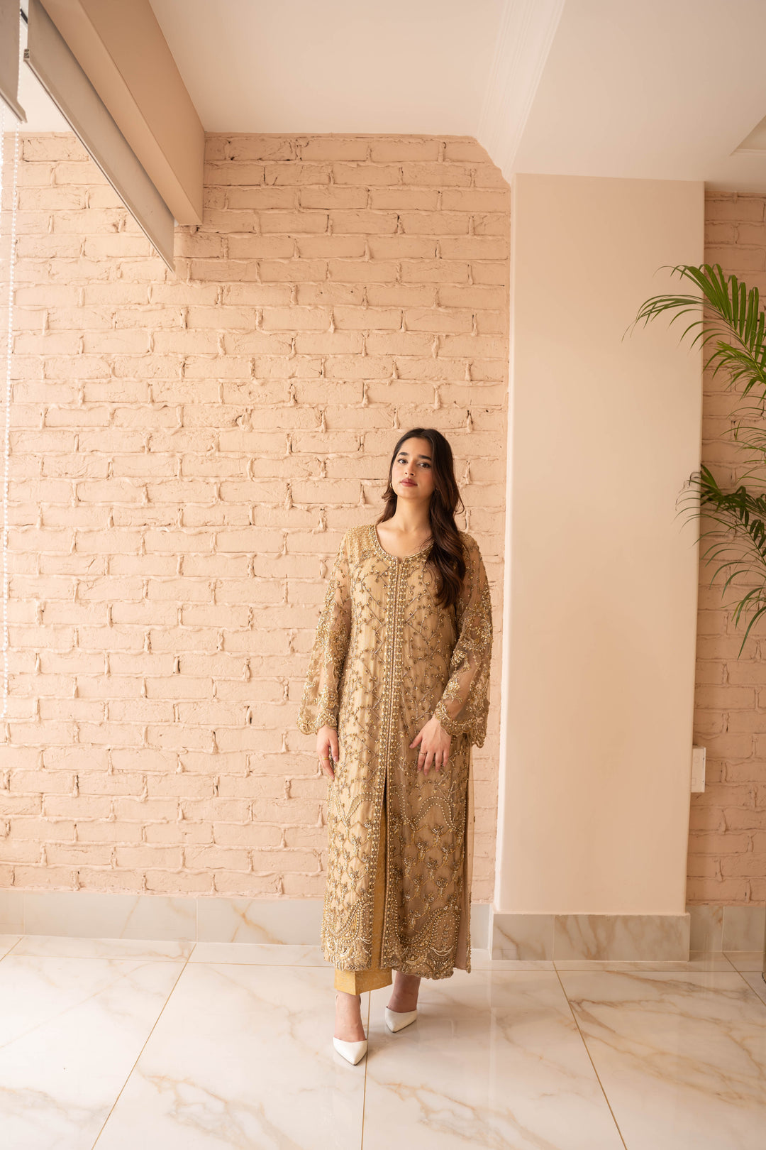 ZARISH SHB-1 Zarqaa Collection Gold Dress - Sillhouete