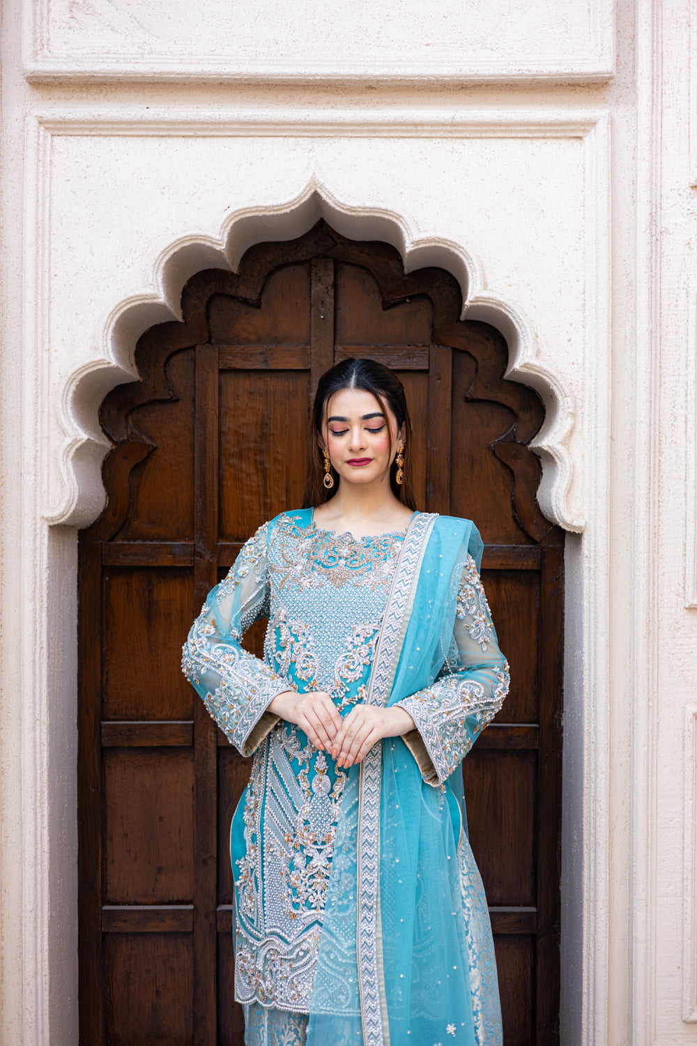 AQUA MOTI SHARARA SFP-6AQUA Riwaaj Collection - Sillhouete