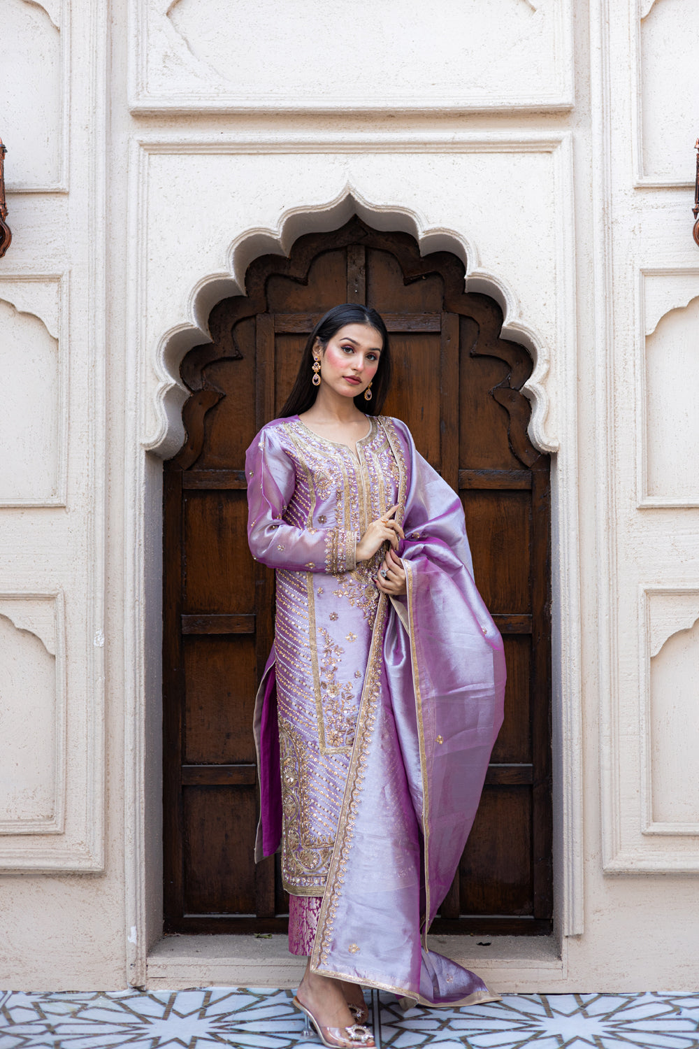 HEER SHPT-1 Riwaj Collection Light Purple Dress - Sillhouete