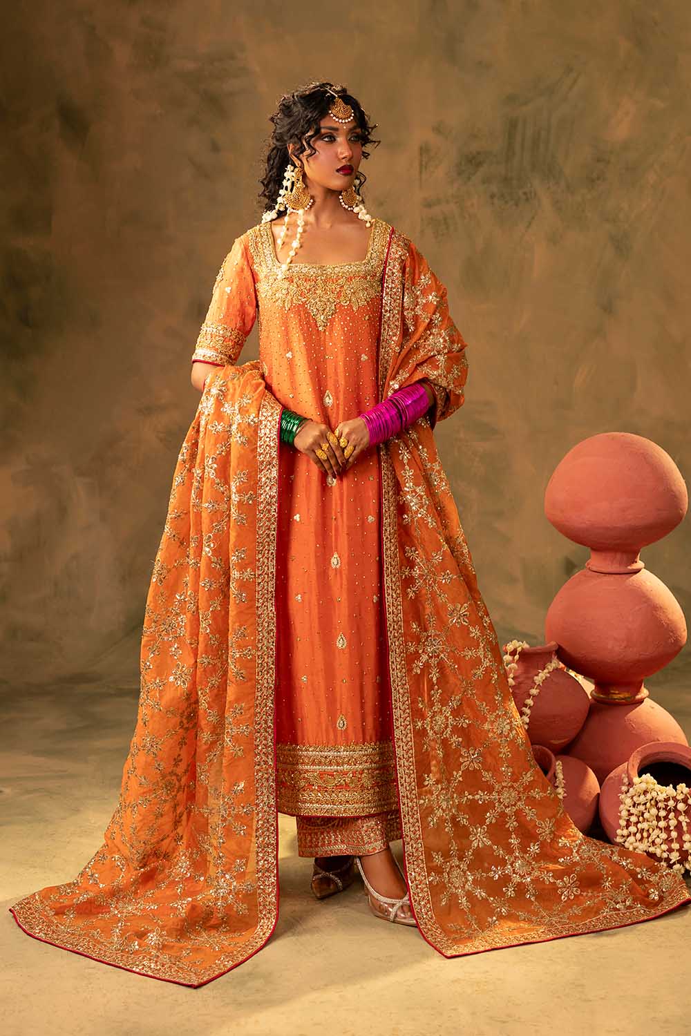 Luxury Rust Raw Silk Embellished Formal Outfit for Women – Sillhouete