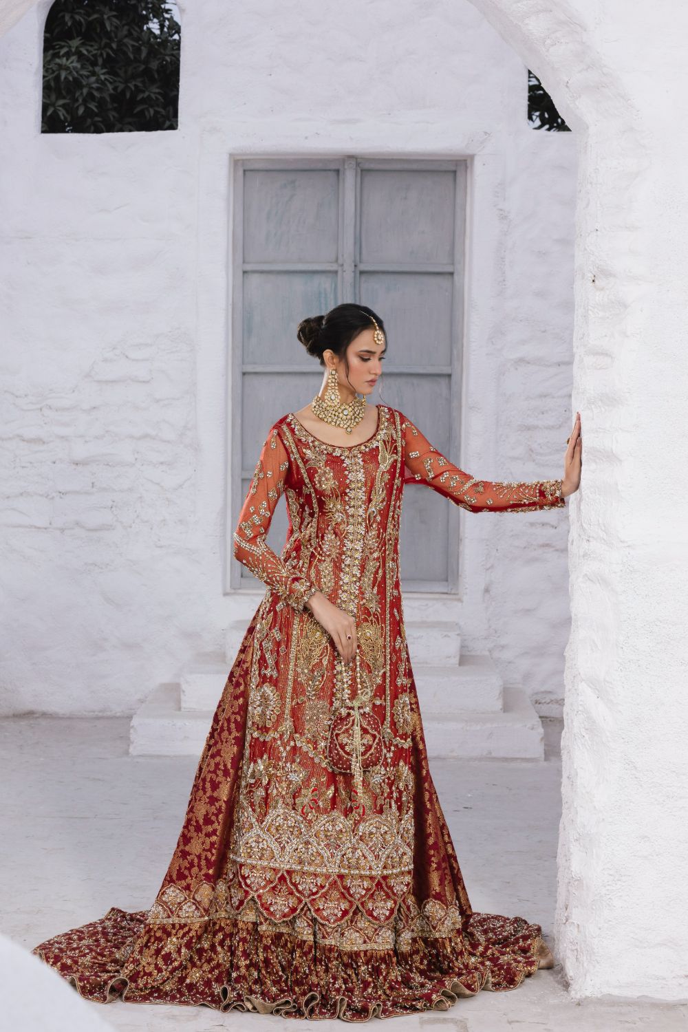 Red Bridal Farshi Sharara
