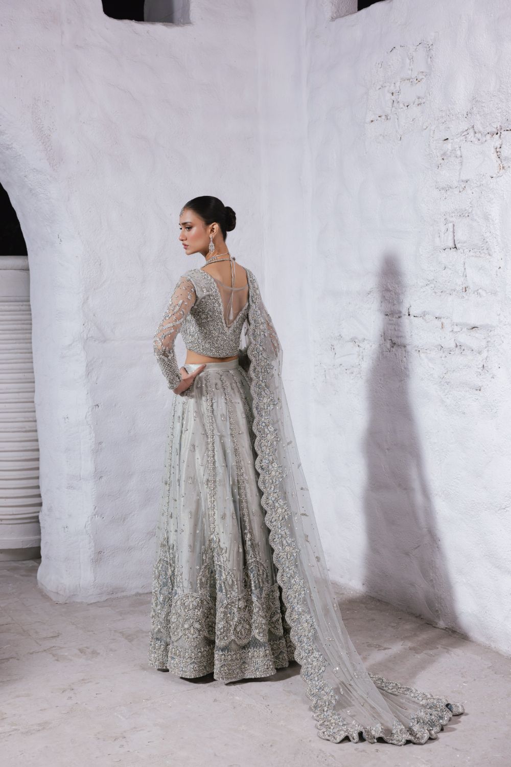 silver bridal dresses Luxury Silver & Grey Embellished Formal Dress for Women – Sillhouete