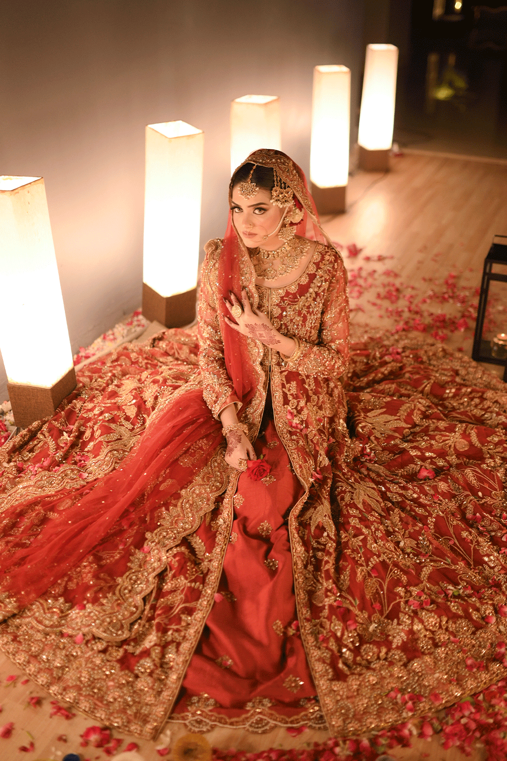 buy online Pakistani red bridal designer dresses in USA