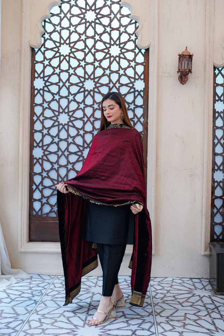 Maroon Jamawar Shawl