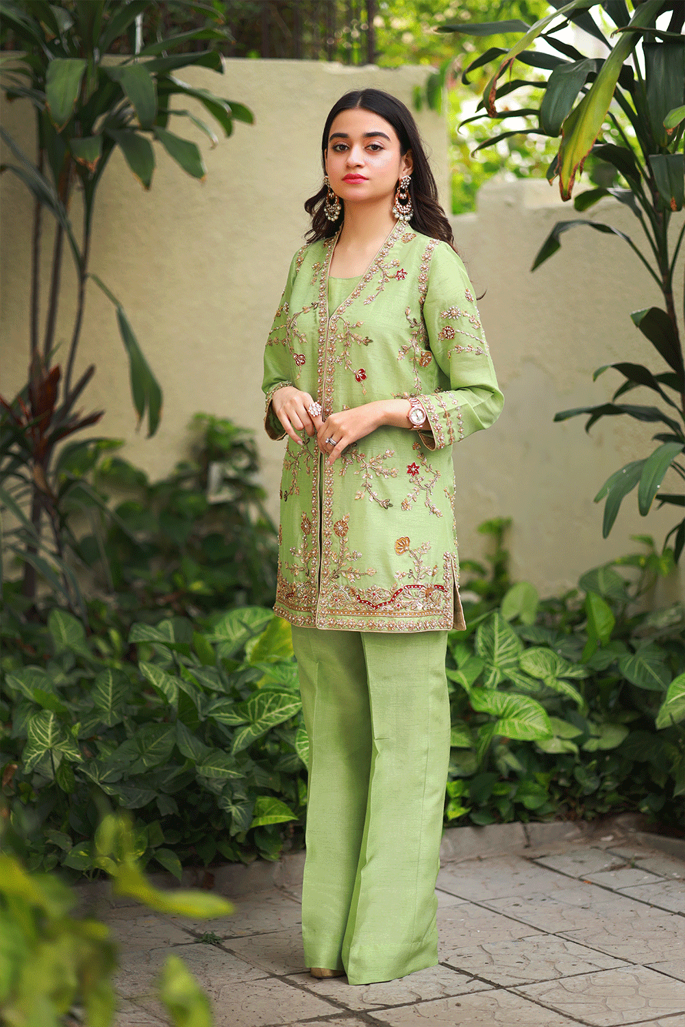 green formal dress pakistan